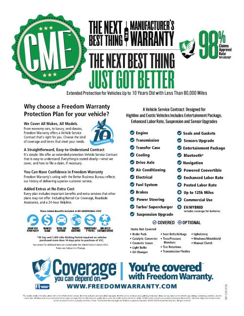 Freedom Warranty Complete Manufacturer's Extension
